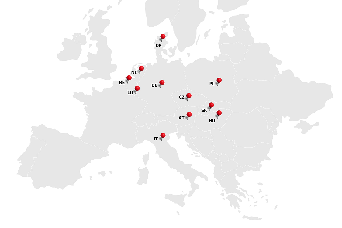 mapa Európy s vyznačením krajín
