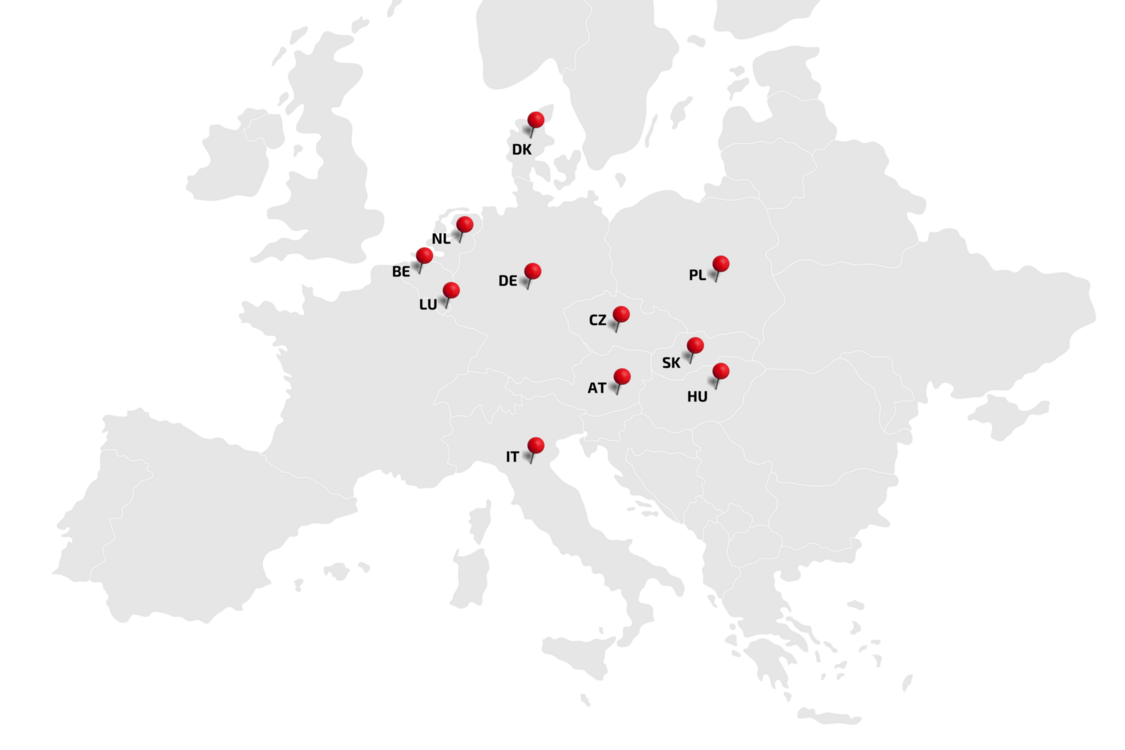 mapa Európy s vyznačením krajín